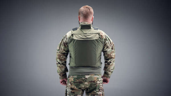 Bulletproof vest, ballistic plate carrier. Back view one
