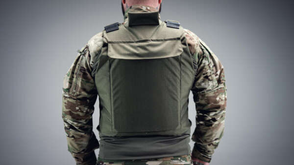 Bulletproof vest, ballistic plate carrier. Back view close one