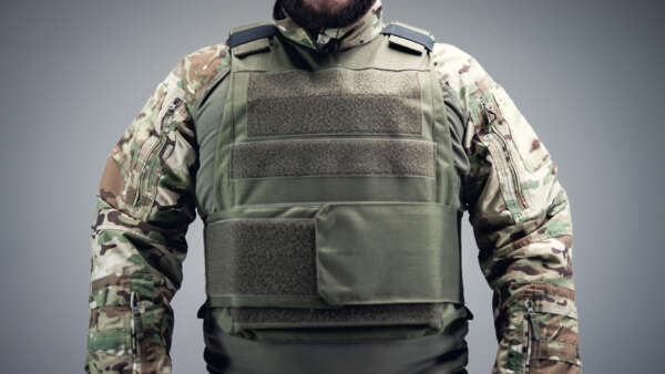 Bulletproof vest, ballistic plate carrier. Front view one