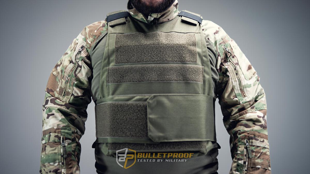 Bulletproof vest - Front view one Bulletproof vest, ballistic plate carrier. Front view one