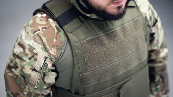 Bulletproof vest, ballistic plate carrier. Front view two