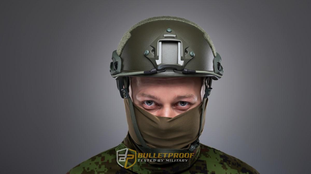Bulletproof helmet side, ballistic protection. Military product
