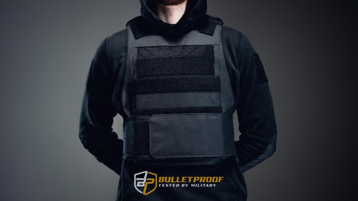 Bulletproof vest black, body armor. Military products